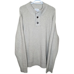 Old Navy Cream Textured Button-Down Mock-Neck Sweater Mens XXL Unisex
